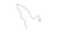 Self drawing simple animation of single continuous one line drawing of bat. Drawing by hand, black line on a white