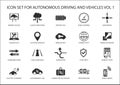 Self driving and autonomous vehicles icons.