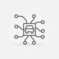 Self-driving Car Chip line icon. Autopilot vector sign