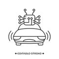 Self-driving car icon.Concept of ai transport technology. Editable stroke vector illustration for web and logo Royalty Free Stock Photo