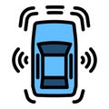 Self driving car icon, outline style