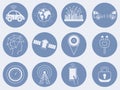 Self-driving car icon set. Driverless robotic assistance system signs