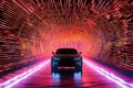 self-driving car navigating through solar-powered tunnel Royalty Free Stock Photo