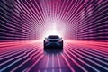 self-driving car navigating through solar-powered tunnel Royalty Free Stock Photo