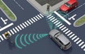 self driving electronic computer cars on road