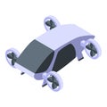 Self driving flying taxi icon, isometric style