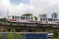 Self Driving Light Rapid Transit LRT on elevated tracks in Singapore Royalty Free Stock Photo