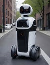 Autonomous Patrol Robot in City Royalty Free Stock Photo