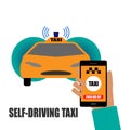 Self-driving taxi illustration