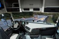 Self driving truck with head up display on a road. Royalty Free Stock Photo