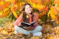 Self education concept. Hobby and interests. Child enjoy reading. Schoolgirl study. Study every day. Girl read book Royalty Free Stock Photo