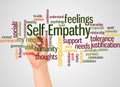 Self Empathy word cloud and hand with marker concept Royalty Free Stock Photo