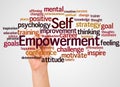 Self Empowerment word cloud and hand with marker concept