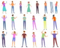 Self-esteem icons set, cartoon style Royalty Free Stock Photo