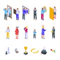 Self-esteem icons set, isometric style Royalty Free Stock Photo