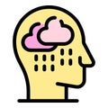 Self-esteem rain head icon color outline vector Royalty Free Stock Photo