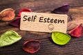Self esteem text in card Royalty Free Stock Photo