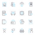 Self-executing contracts linear icons set. Blockchain, Decentralization, Automation, Smart, Immutable, Programmable Royalty Free Stock Photo