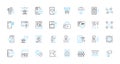 Self-executing contracts linear icons set. Blockchain, Decentralization, Automation, Smart, Immutable, Programmable Royalty Free Stock Photo
