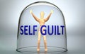 Self guilt can separate a person from the world and lock in an isolation that limits - pictured as a human figure locked inside a