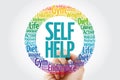 Self Help word cloud collage Royalty Free Stock Photo