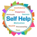 Self Help Word Cloud Colorful Abstract Circular Royalty Free Stock Photo