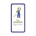 Self improvement onboarding mobile app screen, flat vector illustration. Royalty Free Stock Photo