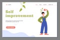 Self improvement web banner concept with character, flat vector illustration. Royalty Free Stock Photo