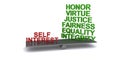 self interest and honor virtue justice fairness equality integrity balance on white