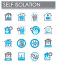 Self isolation related icons set on background for graphic and web design. Creative illustration concept symbol for web Royalty Free Stock Photo