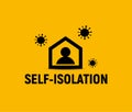 Self-isolation sign, person in house viruses protected, vector icon. Royalty Free Stock Photo