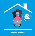 Self isolation stay at home concept, flat style vector illustration. quarantine due to covid. Stay at home during the coronavirus