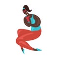 Self love. Athletic african girl hugging a heart. Confidence and body positivity. Sports lifestyle. Vector cartoon flat