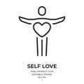 Self love concept editable stroke outline icon isolated on white background flat vector illustration. Pixel perfect. 64 x 64