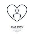 Self love concept editable stroke outline icon isolated on white background flat vector illustration. Pixel perfect. 64 x 64