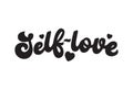 Self-love hand drawn 70s design. Trendy groovy lettering quote for poster, print, greeting card etc. Motivational self love design