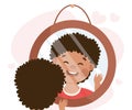 Self-love with Little Boy Looking in Mirror Admiring Himself Loving His Appearance Vector Illustration