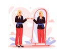 Self love woman at mirror vector