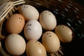 Self Made Hand Drawn - Group of emotional eggs. They are in a basket