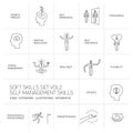 Self management soft skills linear icons