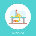 Self Massage Cartoon Vector Woman Massaging Legs