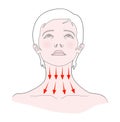 Self-massage of the neck. Woman with her head thrown back. Vector. Isolated on a white background