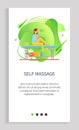 Self Massage, Woman Rubbing Feet and Ankles Vector