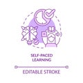 Self paced learning purple concept icon