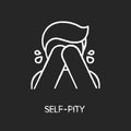 Self pity chalk white icon on black background Royalty Free Stock Photo