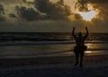 Self Portrait: Photographer Ken Donaldson Celebrates Life at Indian Rocks Beach, Florida Royalty Free Stock Photo