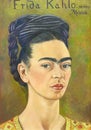 Self-portrait with red and gold dress, 1941 painting by Frida Kahlo Royalty Free Stock Photo