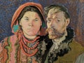 Self portrait with wife, painting by Stanislaw Wyspianski, Polish artist at The National Museum in Krakow, Poland