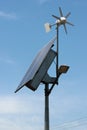 Self-powered street LED lamp with solar panel and wind generator Royalty Free Stock Photo