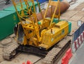 Self-propelled crane on construction site